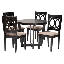 Baxton Studio Kara Modern Sand Dark Brown Finished Wood 5-Piece Dining Set